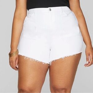 Torrid White High Waist Denim Shorts Frayed Hem